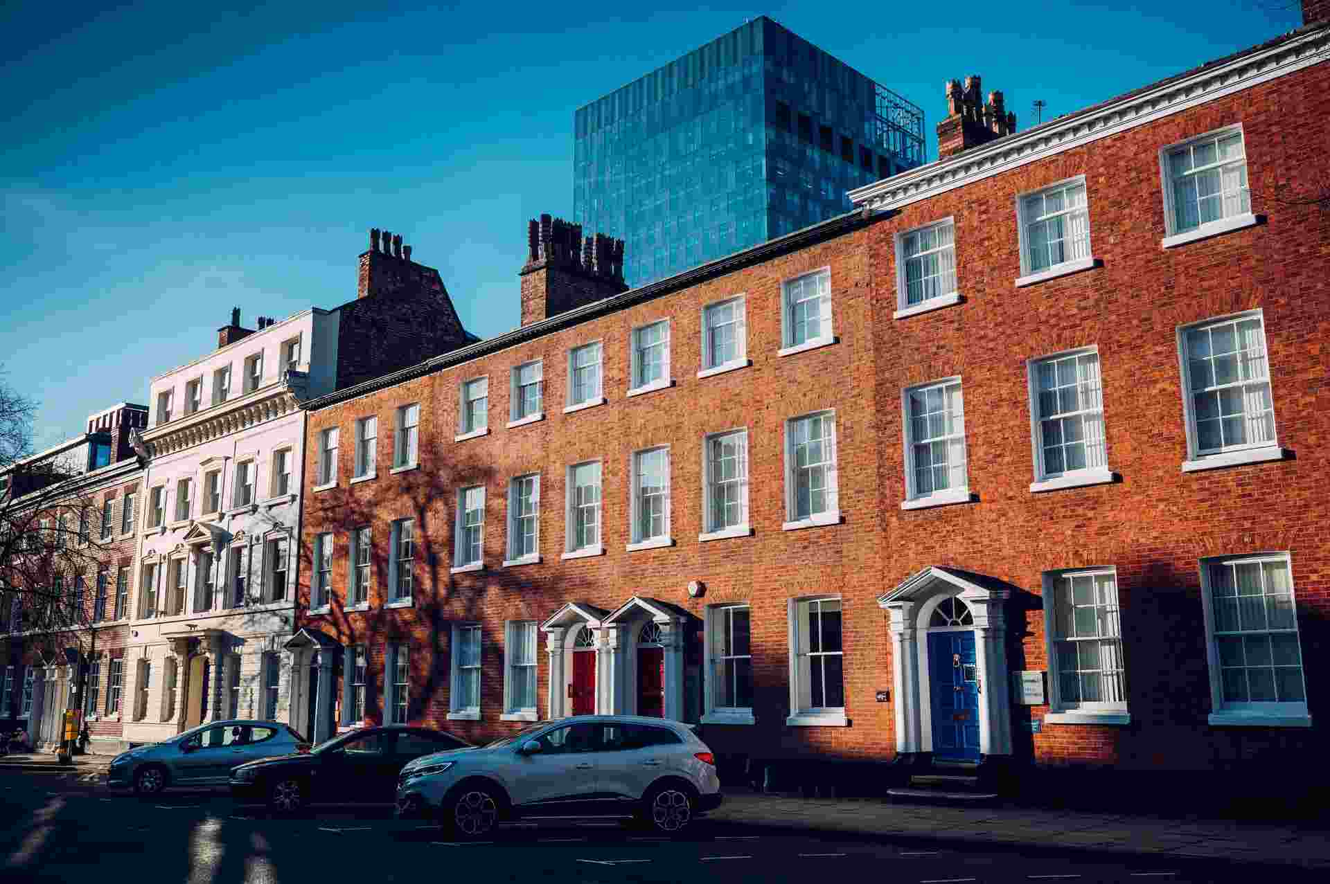 Historic buildings on St John Street in Manchester city centre, location of Phinity Therapy private counselling clinic